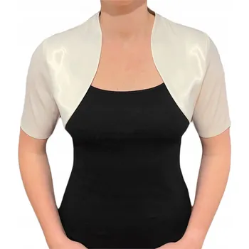 Dámské spodní prádlo Klasické saténové bolerko ecru s rukávem po loket - KLAUDIA 42