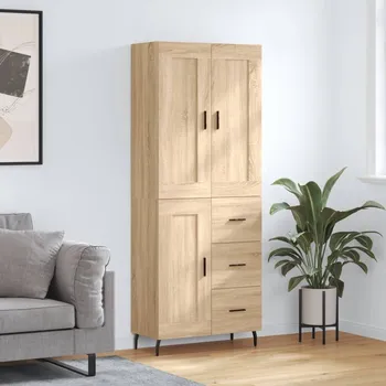 přebalovací pult a komoda Skříň highboard dub sonoma 69,5 x 34 x 180 cm kompozitní dřevo Hnědá3200020