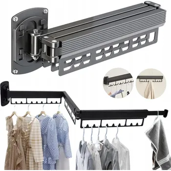 Sušák na prádlo SKLÁDACÍ HLINÍKOVÝ SUŠÁK NA PRÁDLO SE TŘEMI RAMENY ČERNÝ NA BALKON