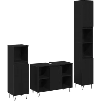Koupelnový nábytek Sada koupelnového nábytku 3 pcs Černý dub kompozitní dřevo Černá 3378509