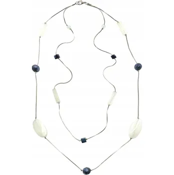 Náhrdelník Dvojitý náhrdelník s korálky, elegantní, malé a velké bílé a černé korálky