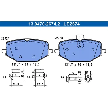 Brzdová destička Sada brzdových destiček, vždy 4 kusy v sadě ATE 13.0470-2674.2