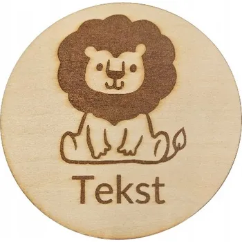 Obraz Gravírovaná podložka Lev z překližky, kulatá, 9,8 cm + věnování