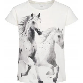Dívčí tričko Dívčí tričko Bavlna bílá 158 Koně Galop Endo