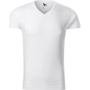 Slim Fit V-neck tričko pánské bílá XXXL
