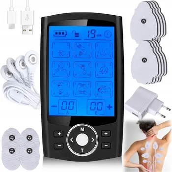 Masážní přístroj Elektrostimulátor svalů a nervů TENS EMS MASÁŽ 8 ELEKTROD Kombinace