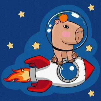 MALOVÁNÍ PODLE ČÍSEL – KAPYBARA V RAKETĚ 30X30