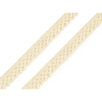 Krajka Bavlněná krajka paličkovaná šíře 12 mm, malé, 2 vanilková
