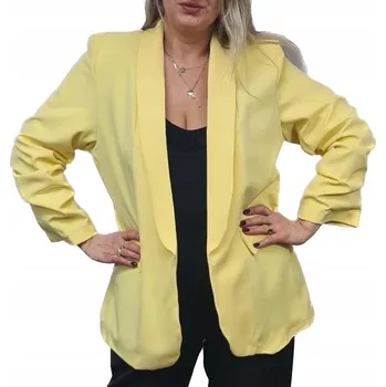 Dámské sako M896 ELEGANTNÍ SAKO S PODŠÍVKOU ŽLUTÉ vel. 46 (3XL)