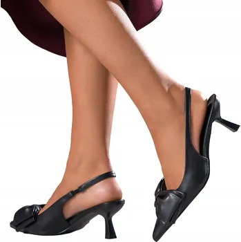 Dámské lodičky Lodičky Černé Dámské S Mašle PODPATEK KIHLÍK Otevřená Pata MÓDNÍ vel. 38