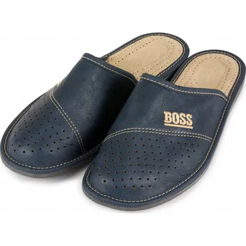 Dámská obuv Pánské tmavě modré kožené pantofle BOSS papuče vel.
