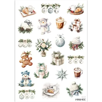 samolepka MINIMEE Papírové samolepky v aršíku A5 Bílé Vánoce
