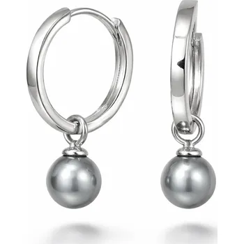 Náušnice Stříbrné náušnice s perlou Galatea 20 mm - Šedá