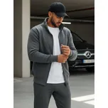 Pánská mikina se zapínáním na zip bez kapuce Barva: Tmavě Šedá, Velikost: M