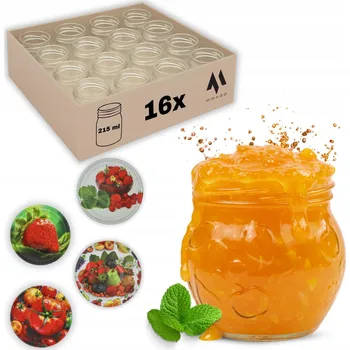 Sklenice Skleněná zavařovací sklenice OMAGO 215 ml sada 16 ks, vhodné do myčky