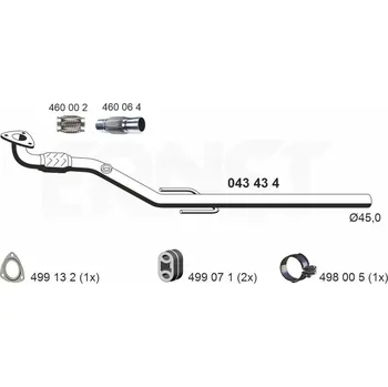 Výfukový systém Výfuková trubka ERNST 043434