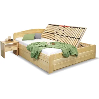 Postel Postel dvoulůžko s úložným prostorem LADA, 180x220cm, masiv borovice