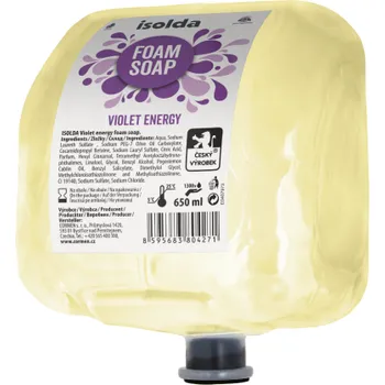 Mýdlo ISOLDA Violet energy foam soap 650 ml, TEAM (Moderní pěnové mýdlo určené pro použití do zpěňovacích dávkovačů.)