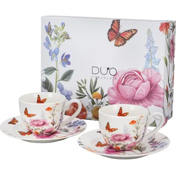 DUO PORCELAIN Dva šálky na espresso s podšálky 965442