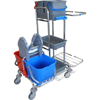 Úklidový vozík Úklidový vozík Maxi Uni (Úklidový vozík z odolného chromového rámu s velkýmikoly vhodný pro školy, hotely, nemocnice, domovyseniorů apod.)