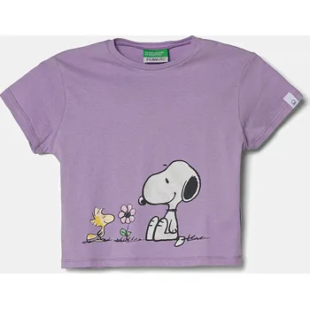 Dětská móda Dětské bavlněné tričko United Colors of Benetton 3X1SG10I9.P.Seasonal fialová 04X, vel. 110
