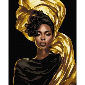 Malování podle čísel na černém plátně 40×50 cm Art&Hobby – „Zlatá elegance", 801024938