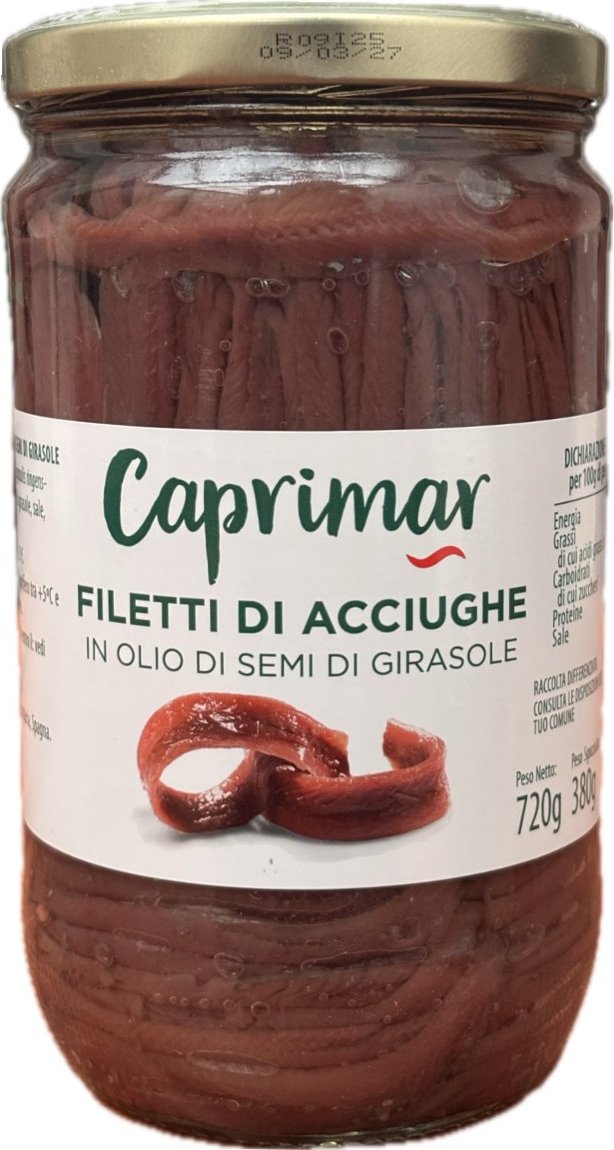 CAPRIMAR - sardelové filety ve slunečnicovém oleji 720 gr