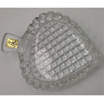 Krásná Stará skleněná miska - Bohemia 11cm x 14cm (Starožitná miska na oříšky, klíče, popelník, atd)