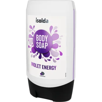 Mýdlo ISOLDA Violet energy body soap 350 ml, CLICK&amp;GO! (​Díky tenzidu na bázi slunečnicového oleje, zanechává mýdlo pokožku hebkou, vyhlazuje ji a navrací její přirozenou rovnováhu.)