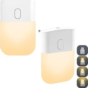 Stojací lampa 2 kusy nočních světel do zásuvky se senzorem soumraku, automatické zapínání a vypínání, nepřímé