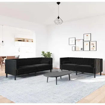 Sedací souprava vidaXL Pohovka do obývacího pokoje 2 pcs Černá 194 x 74,5 x 70,5 cm [3385866]