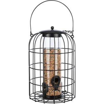 Pro ptáka Trixie Zásobník na krmivo s ochrannou mřížkou 17 × 26 cm černý