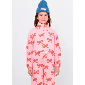 Chlapecká mikina Dětská bavlněná mikina Tinycottons WORMS MOCKNECK SWEATSHIRT AW25.075 růžová 30X, vel. 128