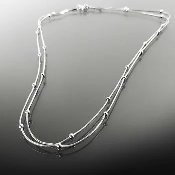 Náhrdelník Dvojitý náhrdelník s kuličkami z oceli 50 cm č. 1407