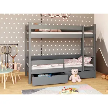 Dětská postel Patrová postel s úložným prostorem Elegant Barva dřeva: Grafit, Rozměry: 90x200