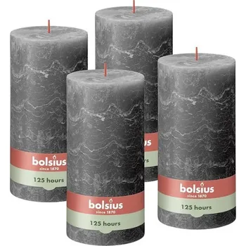 Zahrada Svíčka Bolsius Rustic Sloupová XXL - Antracitová - 4 kusy - 20 x 10 cm - Dekorativní svíčky do