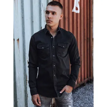 Pánská košile Pánská riflová košile džínová DX2586 Barva: Černá, Velikost: 2XL