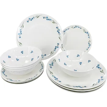 Stolování by inspire Luna Pomněnka porcelánová jídelní sada kulatý tvar 12 ks bílý/modrý