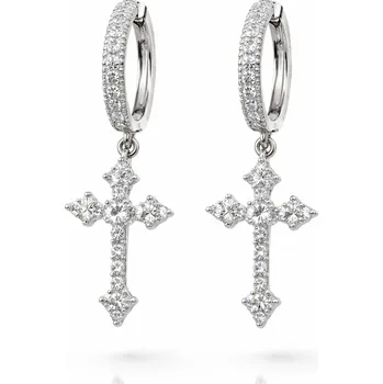 Náušnice Stříbrné náušnice křížky s moissanitem Moss
