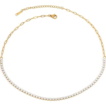 Náhrdelník ELENYS Tennis Chain – pozlacený náhrdelník 18K žluté zlato Délka: 38+5 cm / max. 43 cm