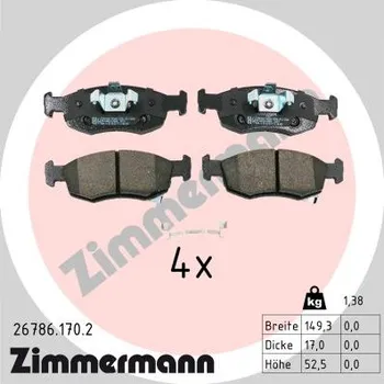Brzdová destička Sada brzdových destiček, vždy 4 kusy v sadě ZIMMERMANN 26786.170.2