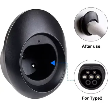 Nabíjecí stanice pro elektromobil Držák konektoru Type 2 – nástěnný stojan a organizér nabíjecího kabelu pro elektromobily