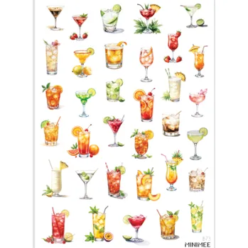 Dětské zboží MINIMEE Papírové samolepky v aršíku A5 Koktejlové osvěžení