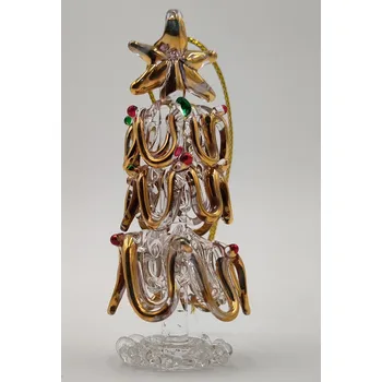 Luxusní skleněný Vánoční stromek 5,5cm - RUČNÍ PRÁCE ! (Skleněný Vánoční stromeček)