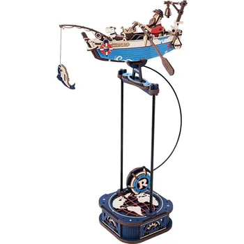 RoboTime Rokr 3D dřevěné puzzle Rybářská loď s kyvadlem 161 ks