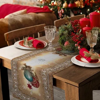 Stolování Eurofirany vánoční gobelínový běhoun zlatý 40 x 100 cm