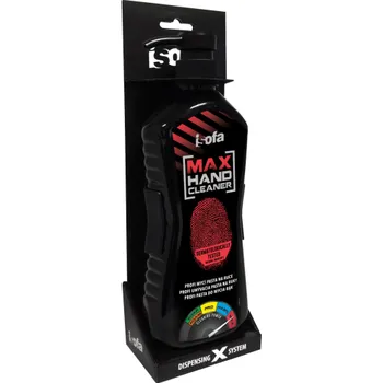 Koupelová kosmetika ISOFA MAX Sada X: 700 g + držák (Profesionální tekutá mycí pasta na ruce určená k odstranění nejodolnějších nečistot z pokožky. Obsahuje výhradně přírodní abraziva a je bezbarvý.)