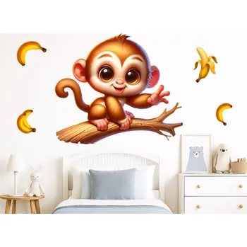Samolepící dekorace Opička na větvi samolepka na zeď arch 47 x 41 cm