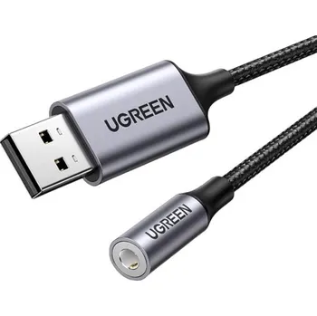 Datové redukce UGREEN USB 2.0 to 3.5mm Audio Adapter Aluminum Alloy 25cm (Dark Gray)