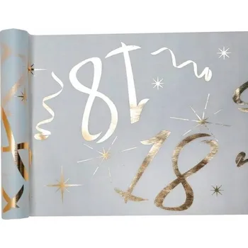 ubrus OZDOBNÝ běhoun organza UBRUS na stůl 18. NAROZENINY 5 m